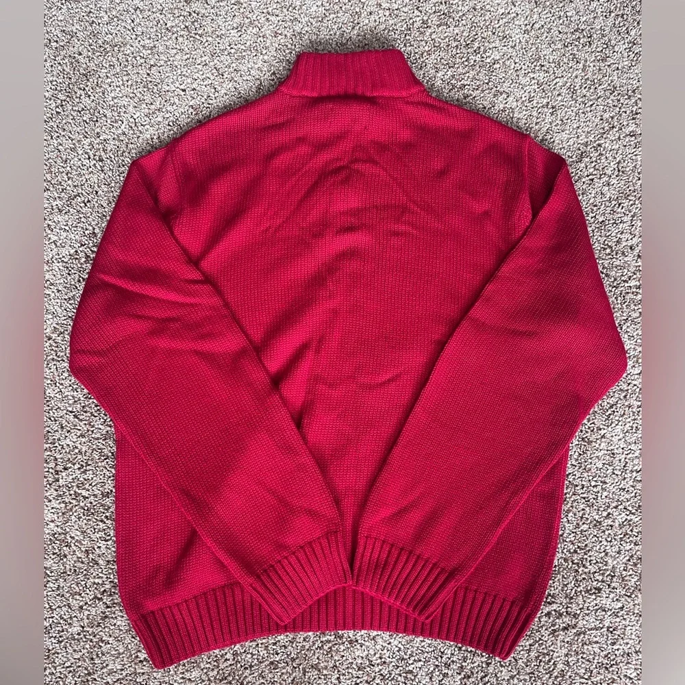Vintage 90s Chaps Red and Blue‎ Striped Quarter Zip Sweater